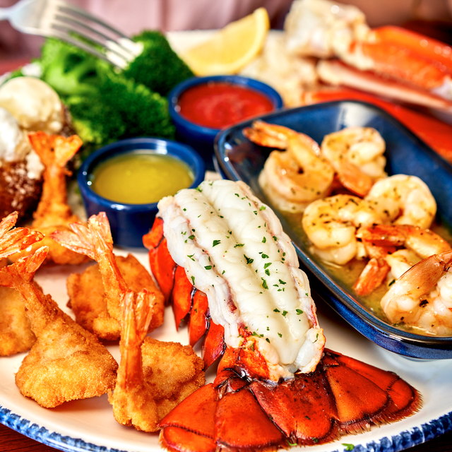 Fresh seafood platter with lobster and shrimp at Giovanni's Italian Steakhouse in Greensboro NC