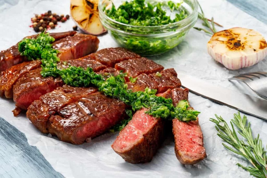 Grilled steak with fresh herbs and garlic at Giovanni's Italian Steakhouse in Greensboro NC